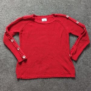 Nümph cotton red button sleeve crew neck sweater women's Medium